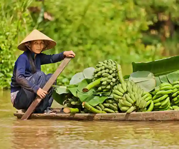 Flytende marked på Mekong