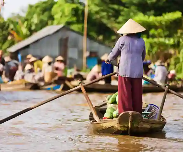 Flytende marked på Mekong
